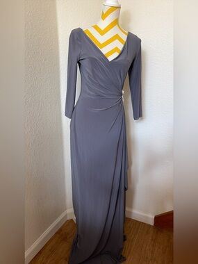 Ralph Lauren Slate Gray Maxi Wrap-Style Dress. New.